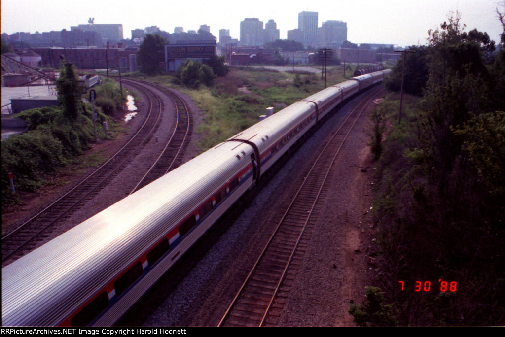 Long Amtrak train at the station